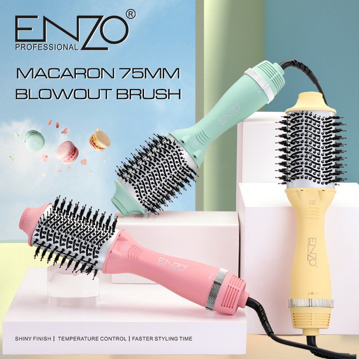 Brosse ENZO 1500w à 75MM avec technologie ionique et nano TITANIUM